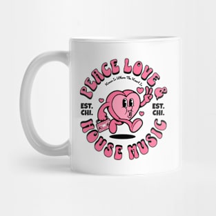 HOUSE MUSIC  - Peace Love Happy Heart (Black) Mug